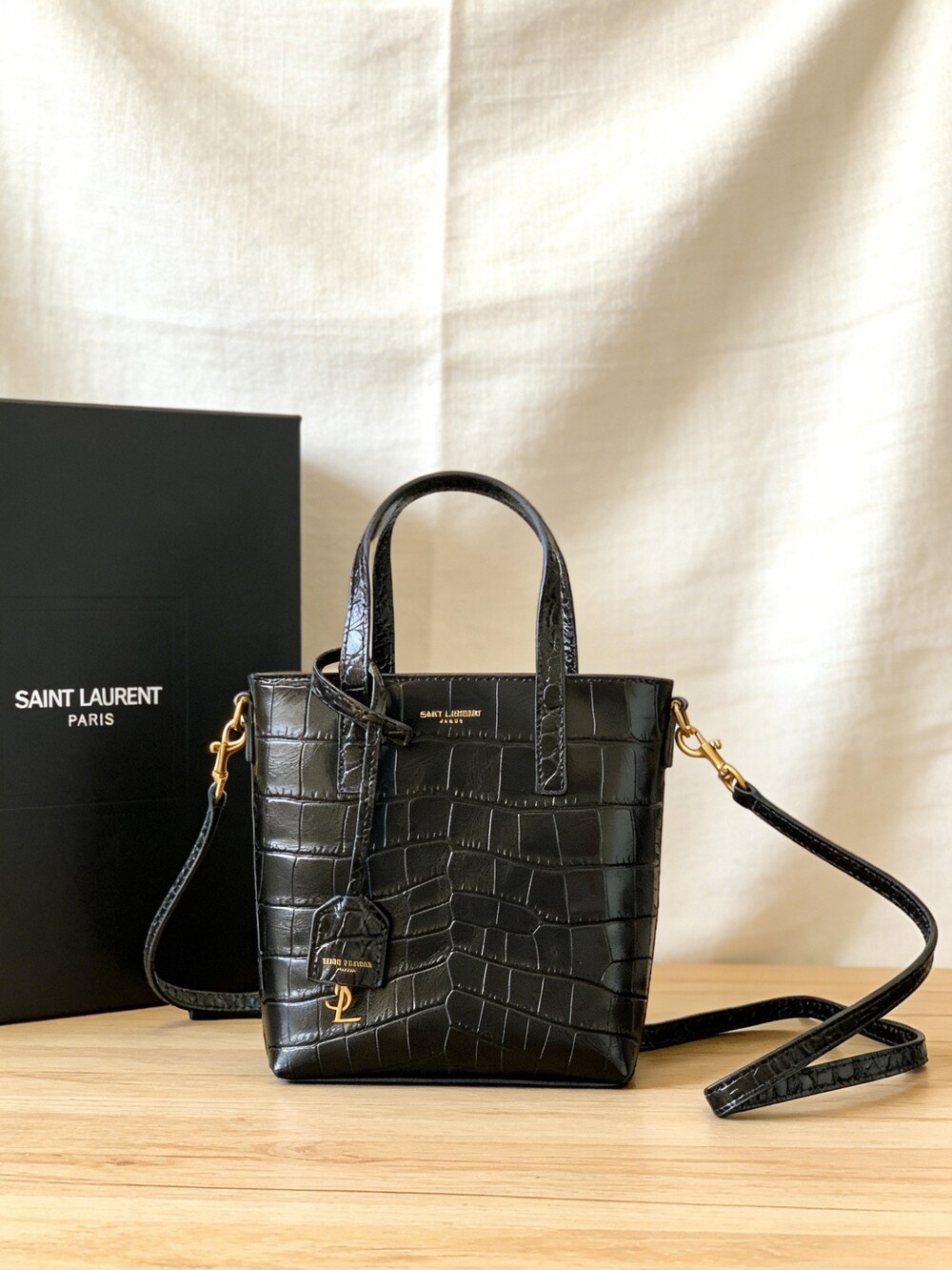 YSL Mini Shopping Tote in Black